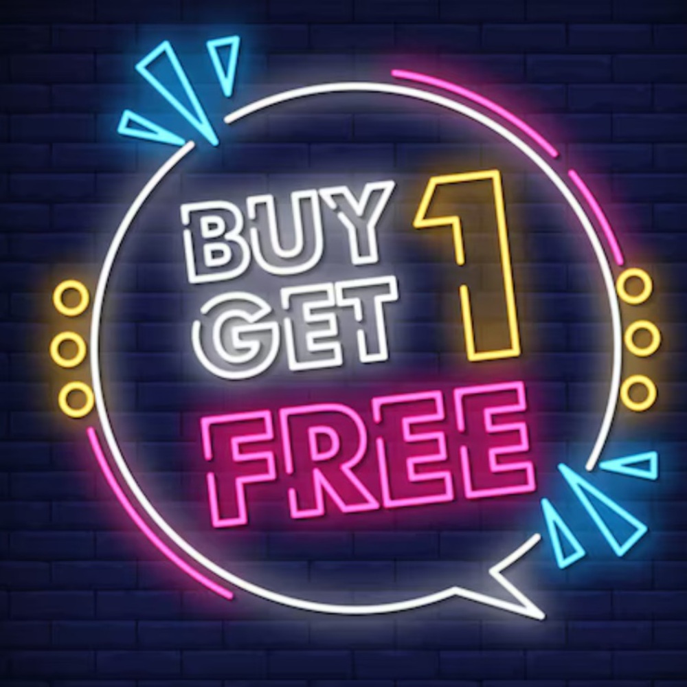 Neon Sign 'Buy 1 Get 1 Free'